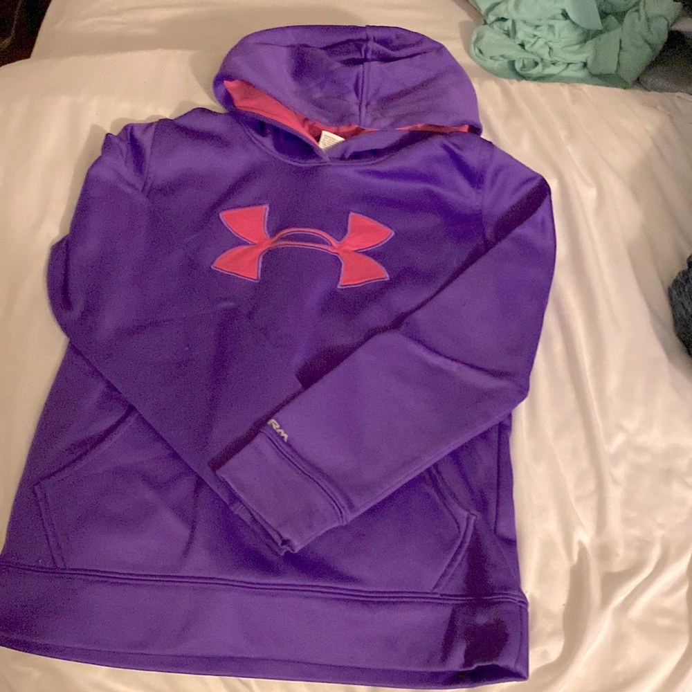 Under Armour Hoodie Sweatshirt, Youth Medium, Purple - pink accents